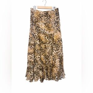 Ruby Rd. Leopard-Print Flowing Maxi Skirt in Brown and Cream